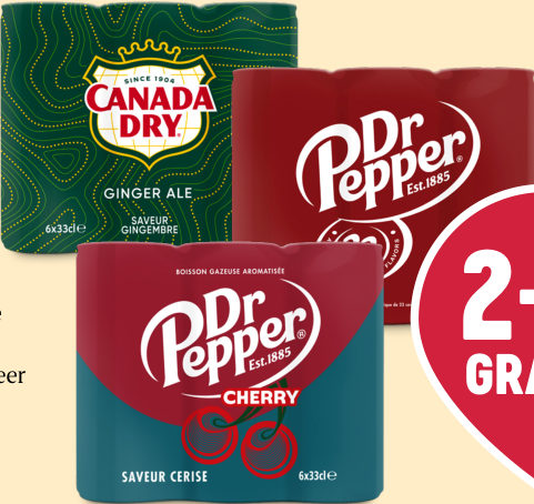 CANADA DRY OF DR PEPPER Gearomatiseerde bruisende drank
