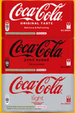 Coca-Cola zero, light en regular