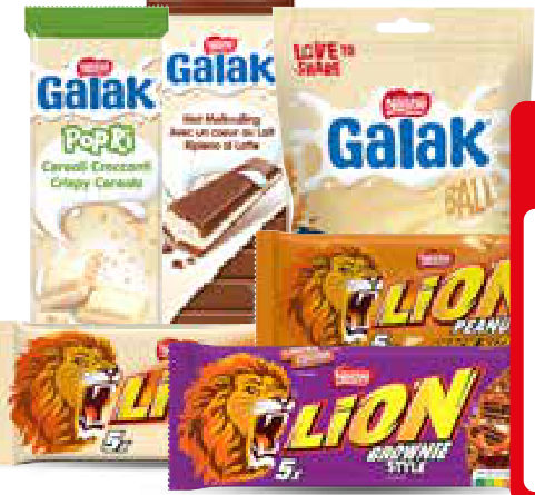 Lion brownie, peanut & white of Galak chocolade