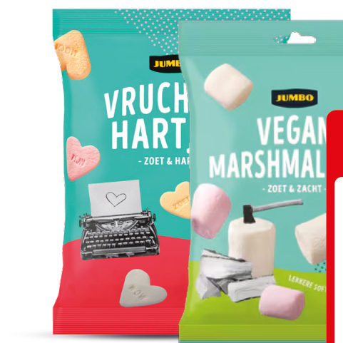 Jumbo vruchtenhartjes en vegan marshmallow