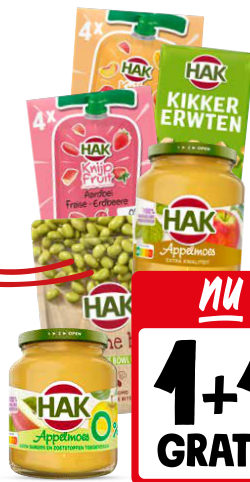 Alle HAK en Pink Lady appelmoes, knijpfruit en peulvruchten in pak en zak