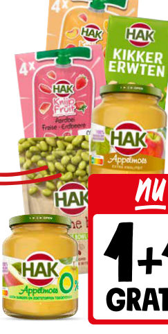 Alle HAK en Pink Lady appelmoes, knijpfruit en peulvruchten in pak en zak
