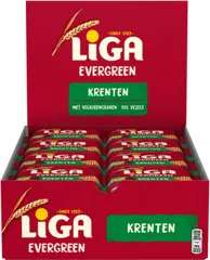 LiGA EverGreen Koekjes Krenten - Doos 24 x 37,5g - Koek - Koeken voor Onderweg of Werk en Kantoor - Tussendoor
