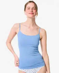 dameshemd naadloos micro spaghettibandjes blauw