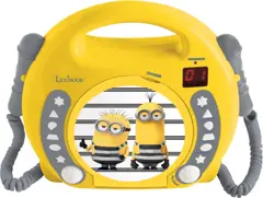de Minions Draagbare CD-speler met 2 Meezingmicrofoons