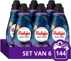 Robijn - Vloeibaar Wasmiddel - Klein & Krachtig - Black Velvet - 6 flessen - 144 wasbeurten - Voordeelverpakking