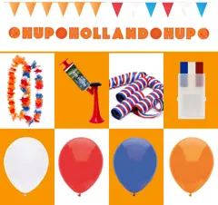 Hockey Oranje Versiering Pakket – Ballonnen, Slingers, Hawaïkransen & Toeter