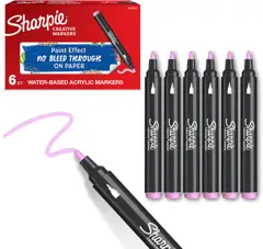 Sharpie Creative Marker Acrylverfmarkers | Ronde punt | Verfmarkers op waterbasis | Inkt loopt niet door en geschikt voor de meeste oppervlakken | Roze | 6 stuks