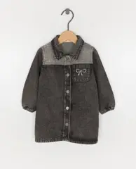 Biokatoenen jeansjurk met color block, 62-98