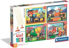 Clementoni - Kinderpuzzel 4 in 1 - Busy at Work - 12, 16, 20 en 24 Stukjes - Puzzel Vanaf 3 Jaar