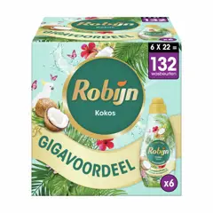 Robijn Klein & Krachtig Collections Color Kokos Vloeibaar Wasmiddel - 6 x 22 wasbeurten - Voordeelverpakking