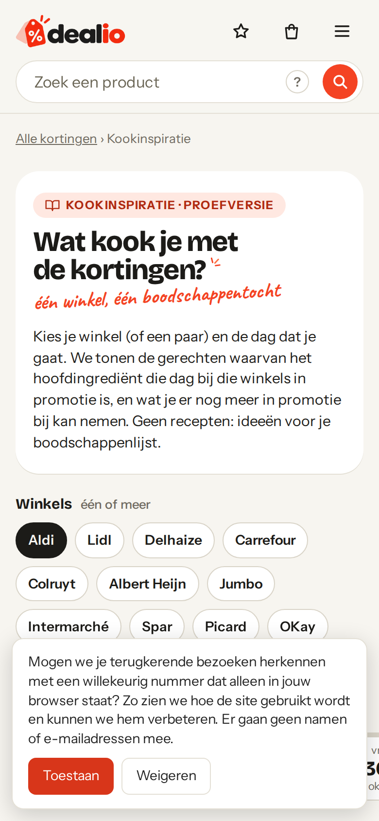 Kookinspiratie: gerechten waarvan de ingrediënten in promotie zijn (telefoon)
